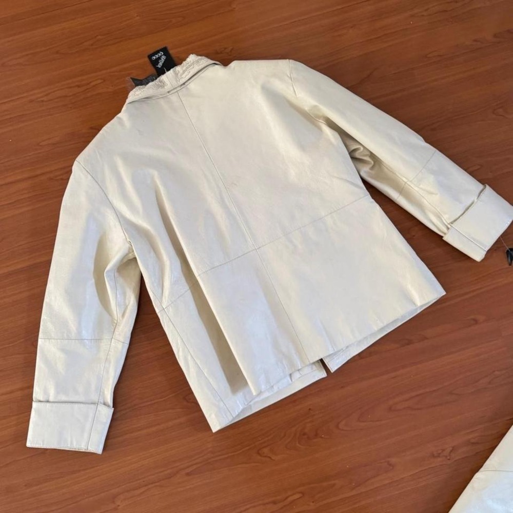 CLOSING 🎉 SEND OFFER Vintage 80s Beaded Cream Leather Set XL Western Bridal - Picture 7 of 8